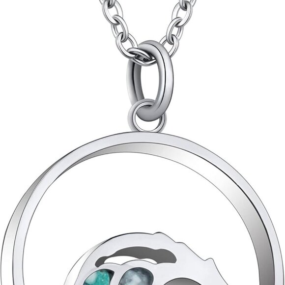 Ocean Wave Pendant Necklace Turquoise Sodalite Beach Jewelry Gift